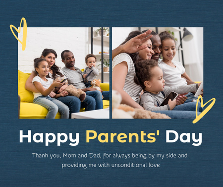 Happy Family Together on Parents' Day With Sincere Wishes Facebook Design Template
