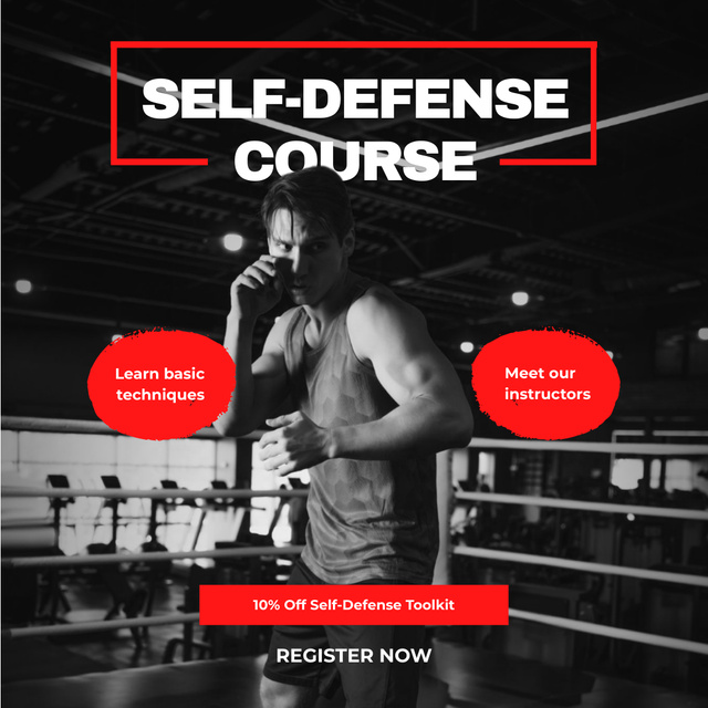 Promo Discount On Self-Defence Course Instagram AD Design Template