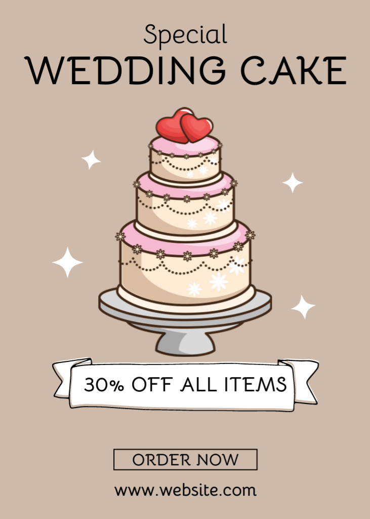 Special Discount on Wedding Cakes Flayer Design Template