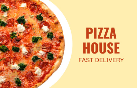Pizza House Fast Delivery Offer Business Card 85x55mm Tasarım Şablonu