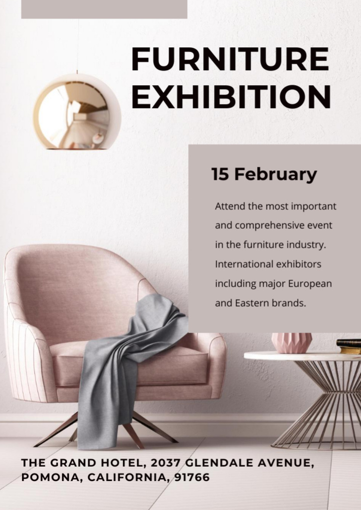 Furniture Show with Stylish Armchair Flyer A4 Design Template