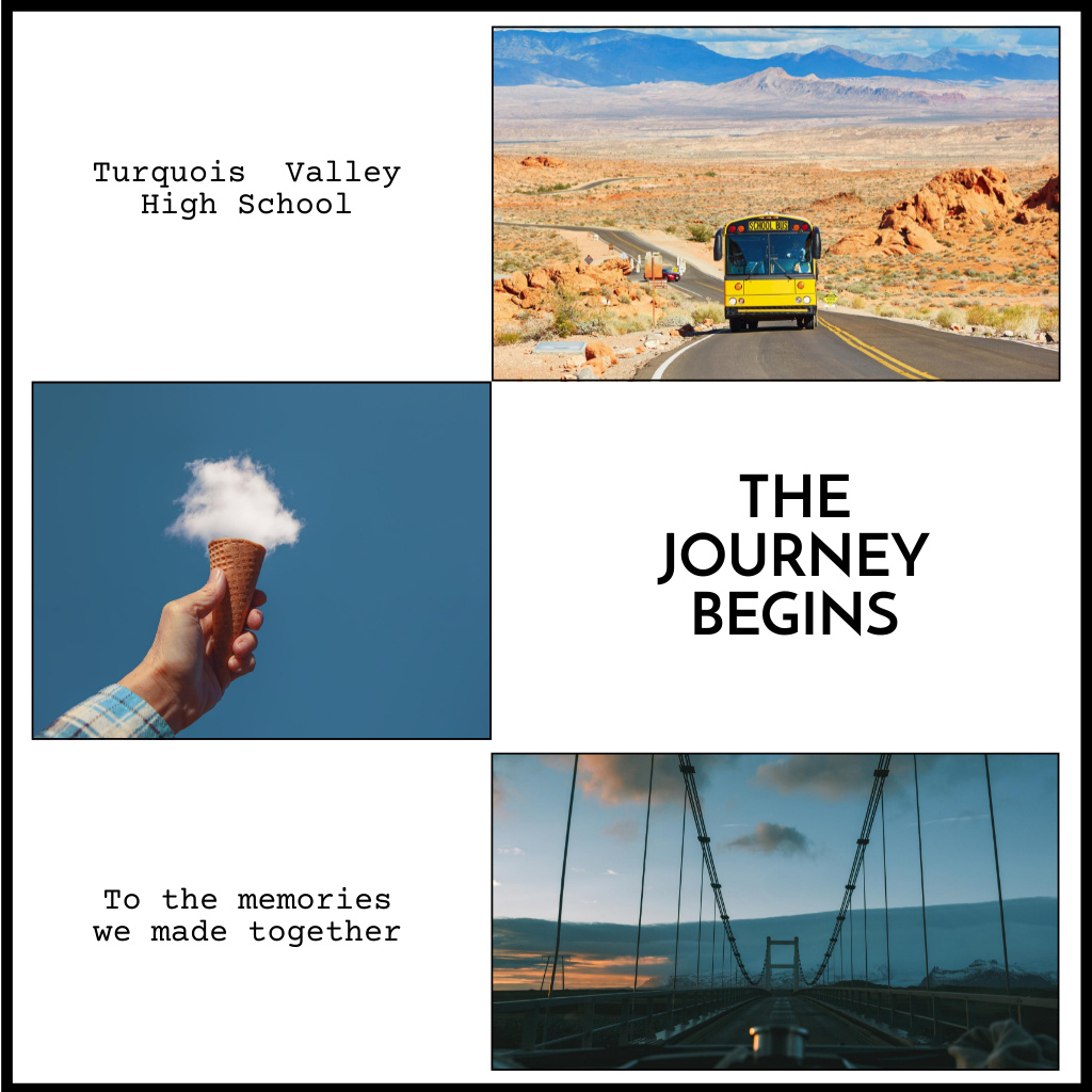 School Graduation Album with Beautiful Landscapes Photo Book Design Template