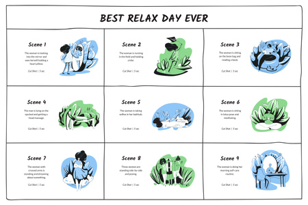 Kişisel bakım ve rahatlama günü Storyboard Tasarım Şablonu
