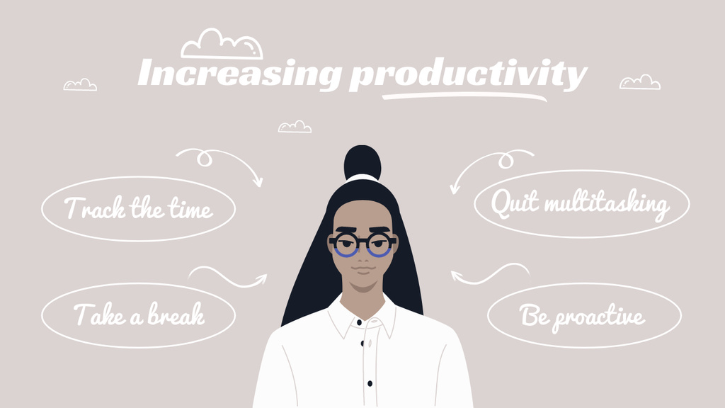 Szablon projektu Tips for Increasing Productivity with Woman Mind Map
