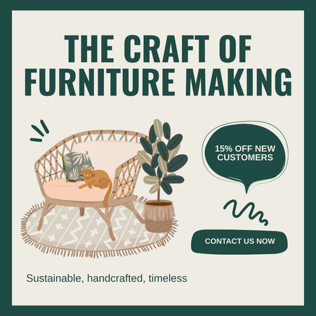 Nabídněte zákazníkům slevy na řemeslný nábytek Animated Post Šablona návrhu