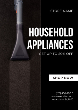 Household Appliances Discount Black Poster Design Template