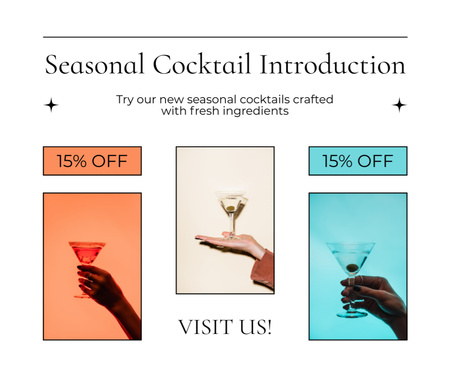 Platilla de diseño Introducing Seasonal Craft Cocktails at Discount Facebook