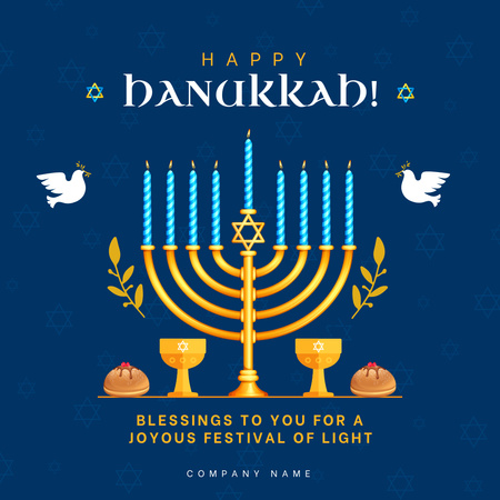 Template di design biglietto di auguri felice hanukkah Instagram