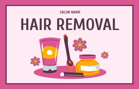 Szablon projektu Różne produkty do usuwania włosów w różowej ramce Business Card 85x55mm
