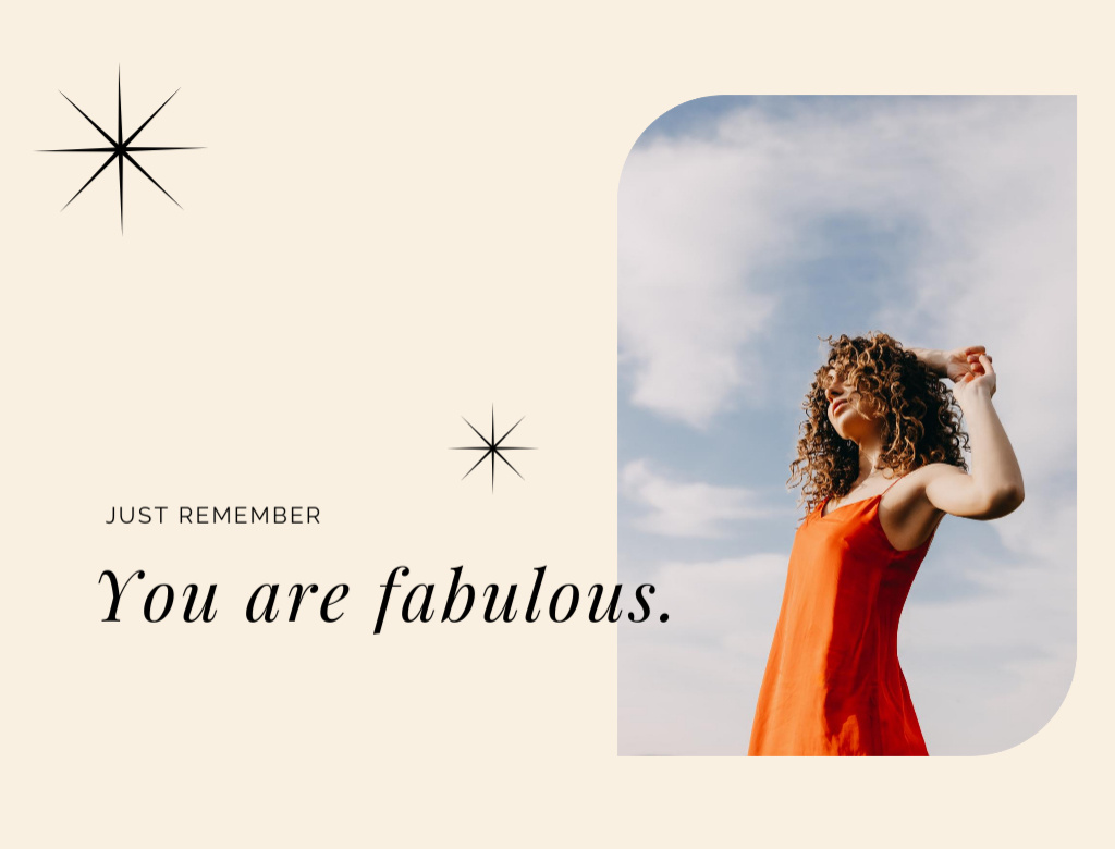 Platilla de diseño Inspirational Phrase With Woman And Sky Postcard 4.2x5.5in