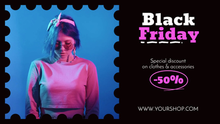 Black Friday -ale söpöllä vaaleanpunaisella villapaidalla Full HD video Design Template
