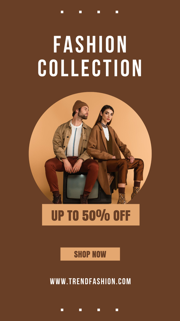 Fashion Collection Ad with Stylish Couple Instagram Story Modelo de Design