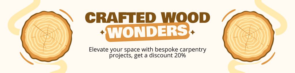 Discounts on Crafted Wood Wonders Ad Twitter Modelo de Design