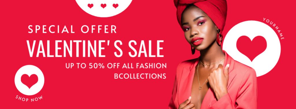 Discount on All Fashion Collection for Valentine's Day Facebook cover – шаблон для дизайна