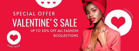 Discount on All Fashion Collection for Valentine's Day Facebook cover Design Template