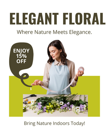 Elegantní čerstvé kytice s příjemnou slevou Instagram Post Vertical Šablona návrhu