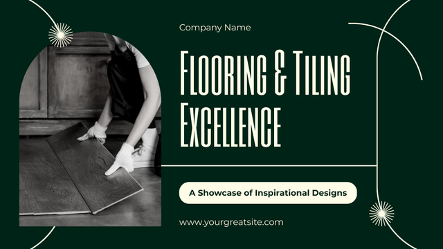 Ad of Flooring & Tiling Excellent Services Presentation Wideデザインテンプレート