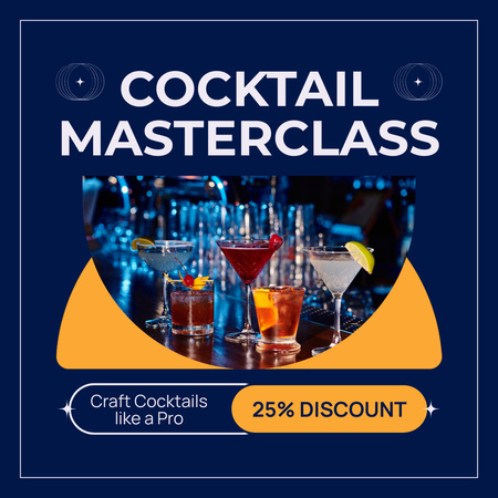 Discount Offer On Professional Cocktail Masterclass Instagram AD Design Template