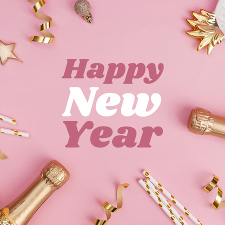 Platilla de diseño Happy New Year with Champagne and Decoration Instagram