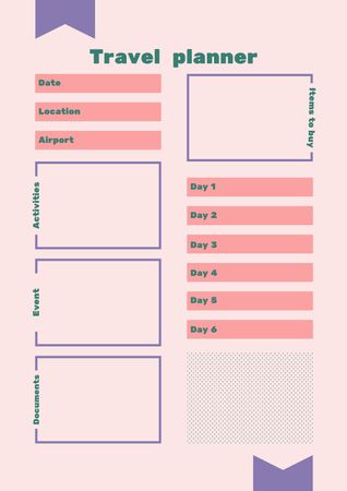 Travel Planner in Pink Schedule Planner Design Template