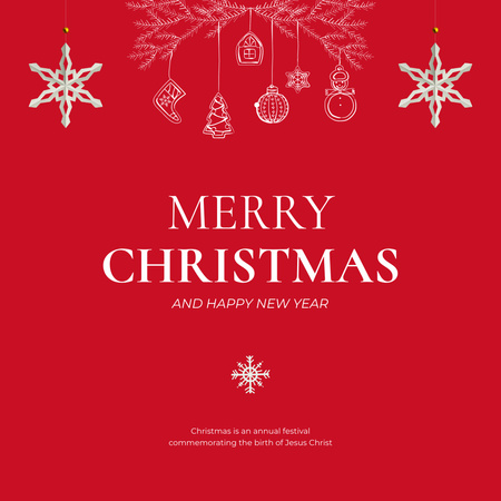 Merry Christmas Greeting in Red Instagram Design Template