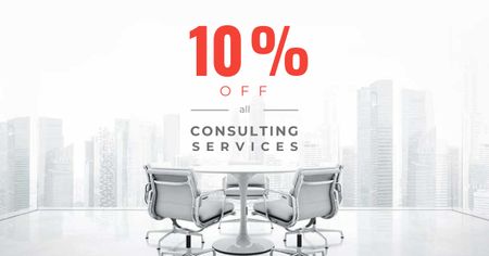 Consulting Services Offer with White Office Space Facebook AD Design Template