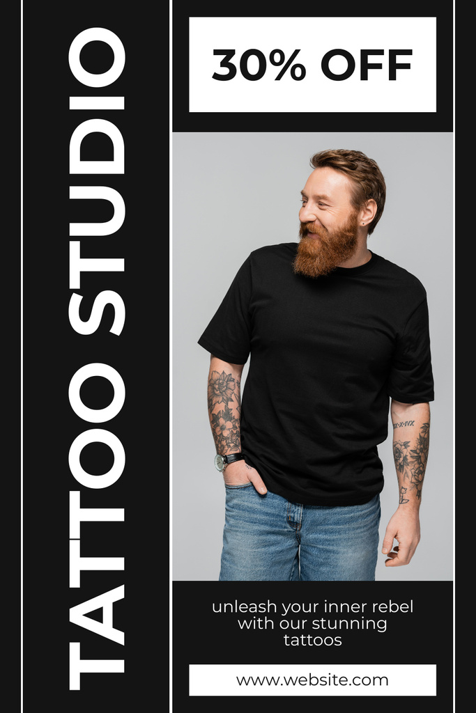 Ontwerpsjabloon van Pinterest van Sleeve Tattoos In Professional Studio With Discount Offer