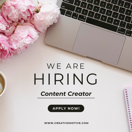 Open Position of Content Creator with Laptop Instagram Design Template