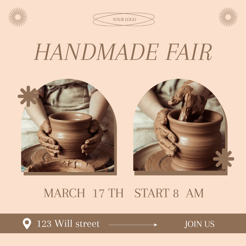 Collage with Handicraft Fair Announcement Instagram Modelo de Design