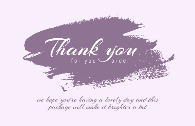 Thank You for Order Text on Purple Thank You Card 5.5x8.5in – шаблон для дизайну