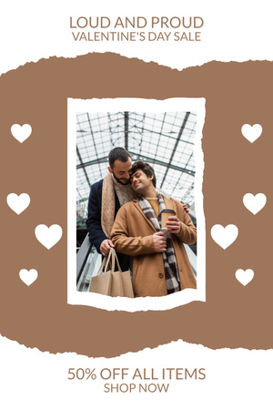 Ystävänpäivä-ale rakastuneen parin kanssa Pinterest Design Template