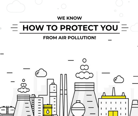 Designvorlage Luftverschmutzungskonzept mit funktionierender Fabrik für Facebook