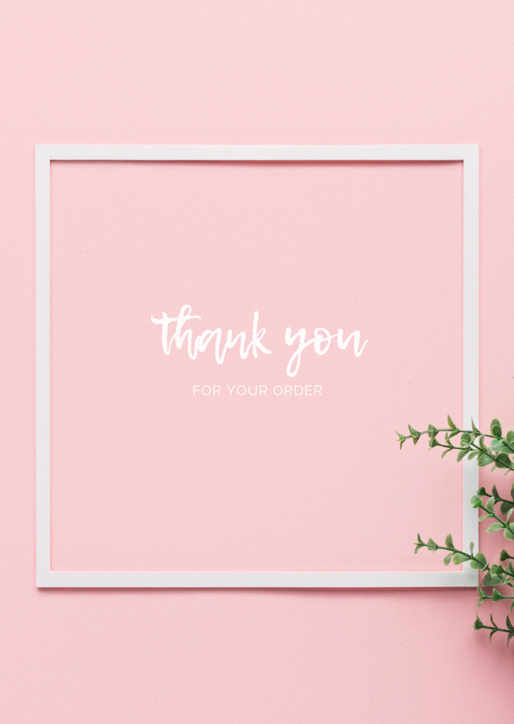 Designvorlage Cute Thankful Phrase in Pink für Postcard A6 Vertical
