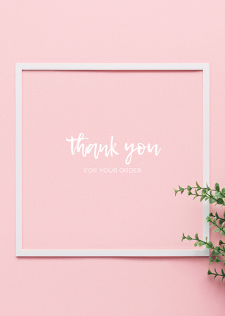Cute Thankful Phrase in Pink Postcard A6 Vertical Design Template