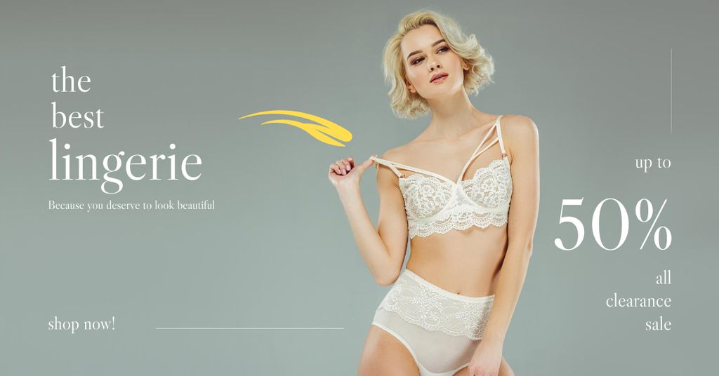 Chic Lingerie Clearance And Discounts Offer Facebook ADデザインテンプレート