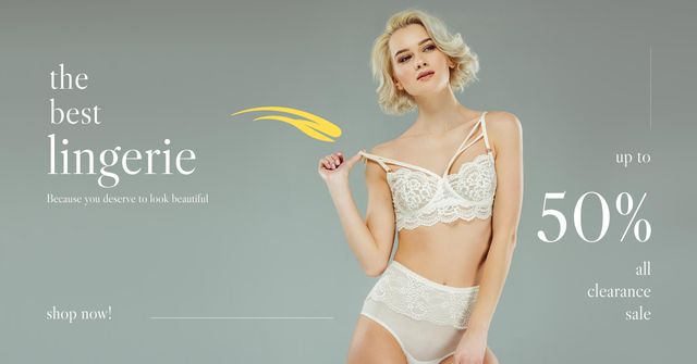 Chic Lingerie Clearance And Discounts Offer Facebook AD – шаблон для дизайну