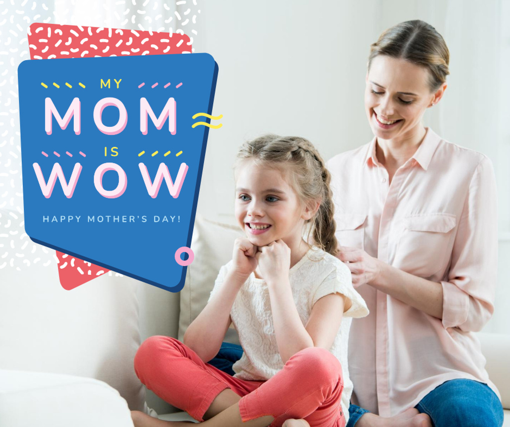 Plantilla de diseño de Happy Mom with daughter on Mother's Day Facebook 