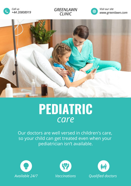 Comprehensive Pediatric Care Services Offer For Children Poster B2 Tasarım Şablonu