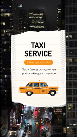 Taxi Service With Discount In Big City TikTok Video Design Template