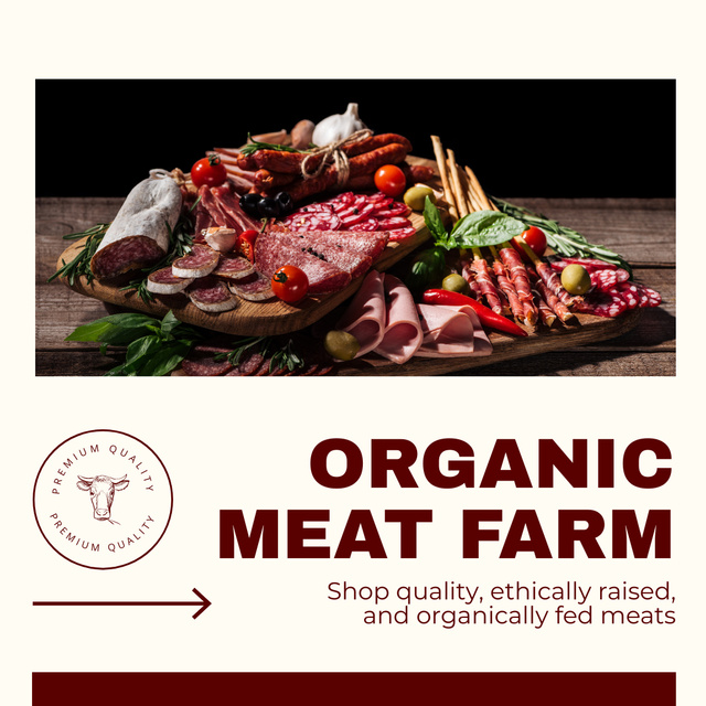 Organic Farm Meat for Cooking Delicious Dishes Instagram AD Design Template