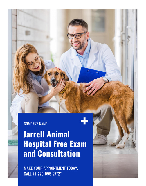 Dog is Visiting Qualified Vet Doctor in Pet Hospital Poster 22x28in Πρότυπο σχεδίασης