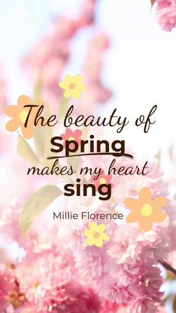 Designvorlage Quote About Beauty Of Spring With Flowers für TikTok Video