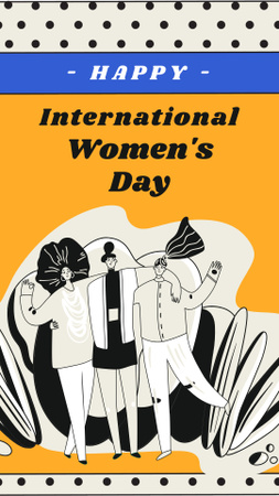 Plantilla de diseño de Ilustración de mujeres abrazadas en el Día Internacional de la Mujer Instagram Story 