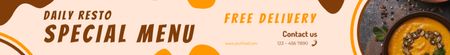 Free Food Delivery Offer with Pumpkin Soup Leaderboard – шаблон для дизайна