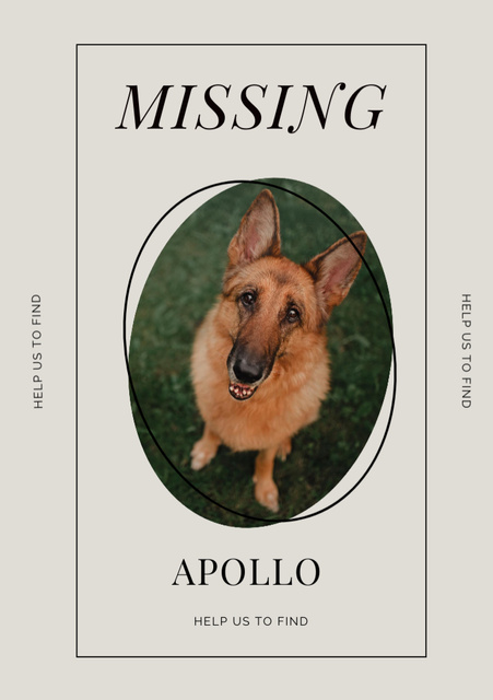 Lost Dog Information with German Shepherd Flyer A5 Tasarım Şablonu