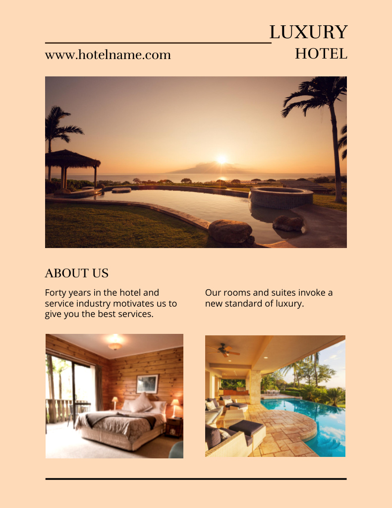 Luxury Hotel Ad Flyer 8.5x11in Design Template