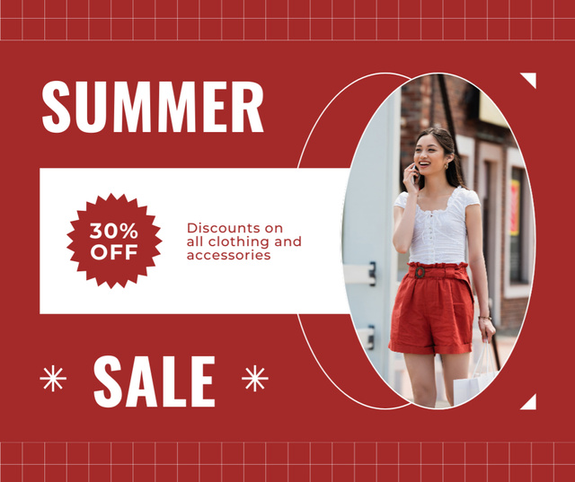 Template di design Summer Fashion Offer on Red Facebook