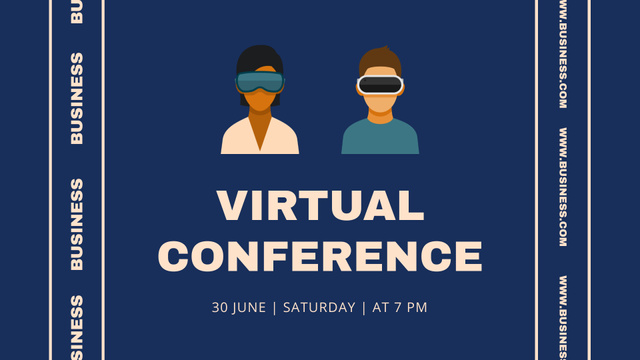 Virtual Reality Conference with People in Glasses FB event cover Tasarım Şablonu