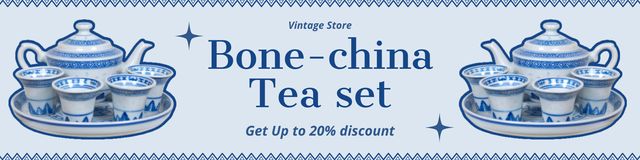 Ontwerpsjabloon van Twitter van Unique Bone China Tea Set With Discounts Offer