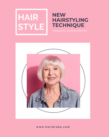 New Hairstyling Technique Ad Poster 16x20in Design Template